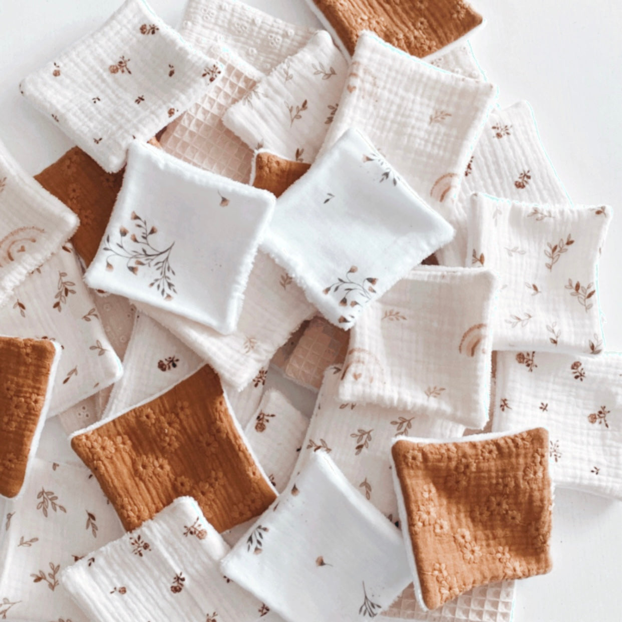 lot de lingettes lavables réutilisables fait main en éponge de bambou
