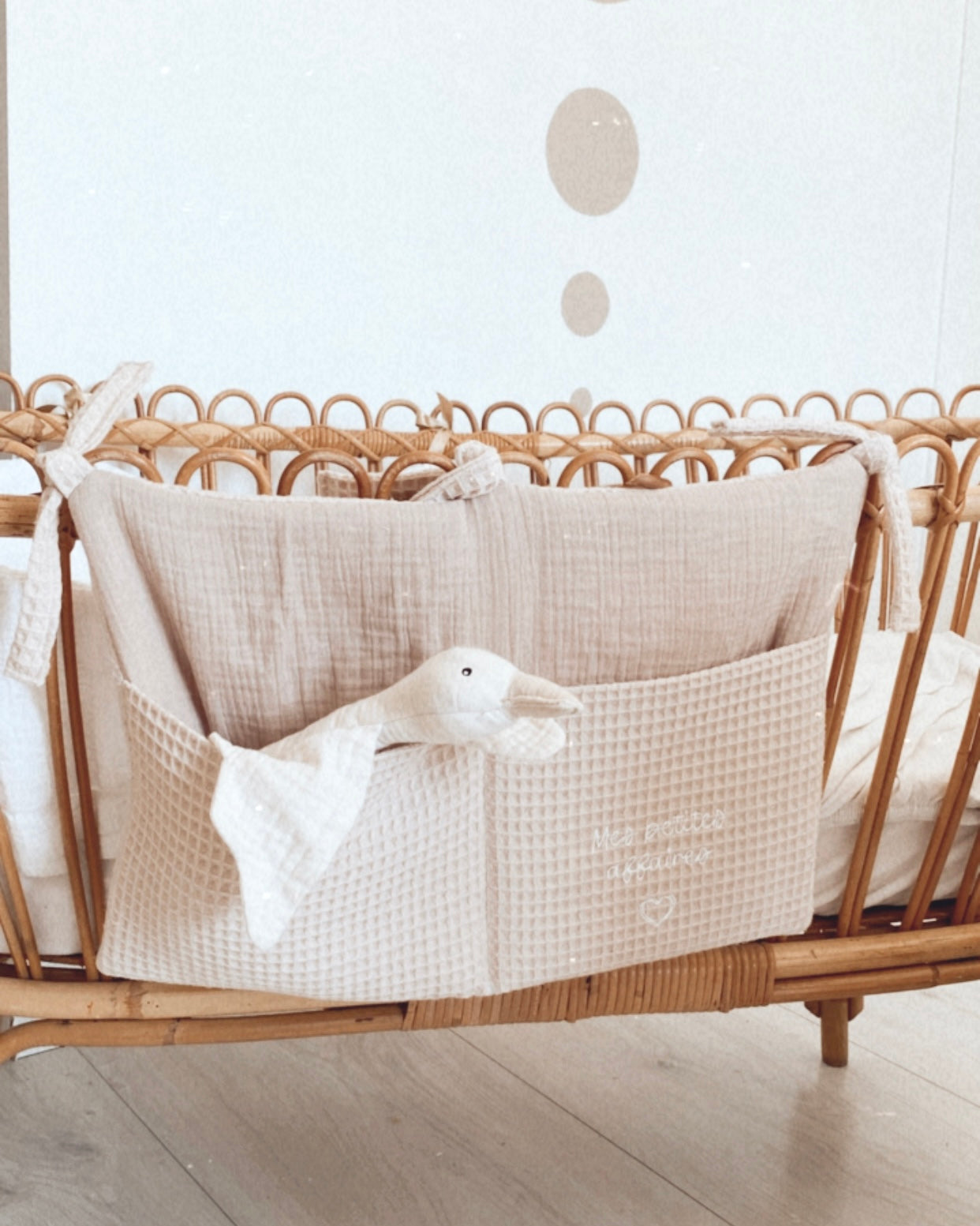 Pochette de lit en nid d'abeille beige