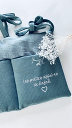 Pochette de lit en nid d'abeille bleu pétrole