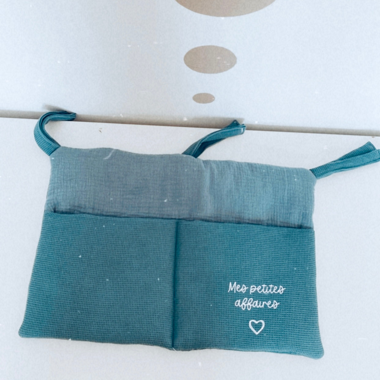 Pochette de lit en nid d'abeille bleu pétrole