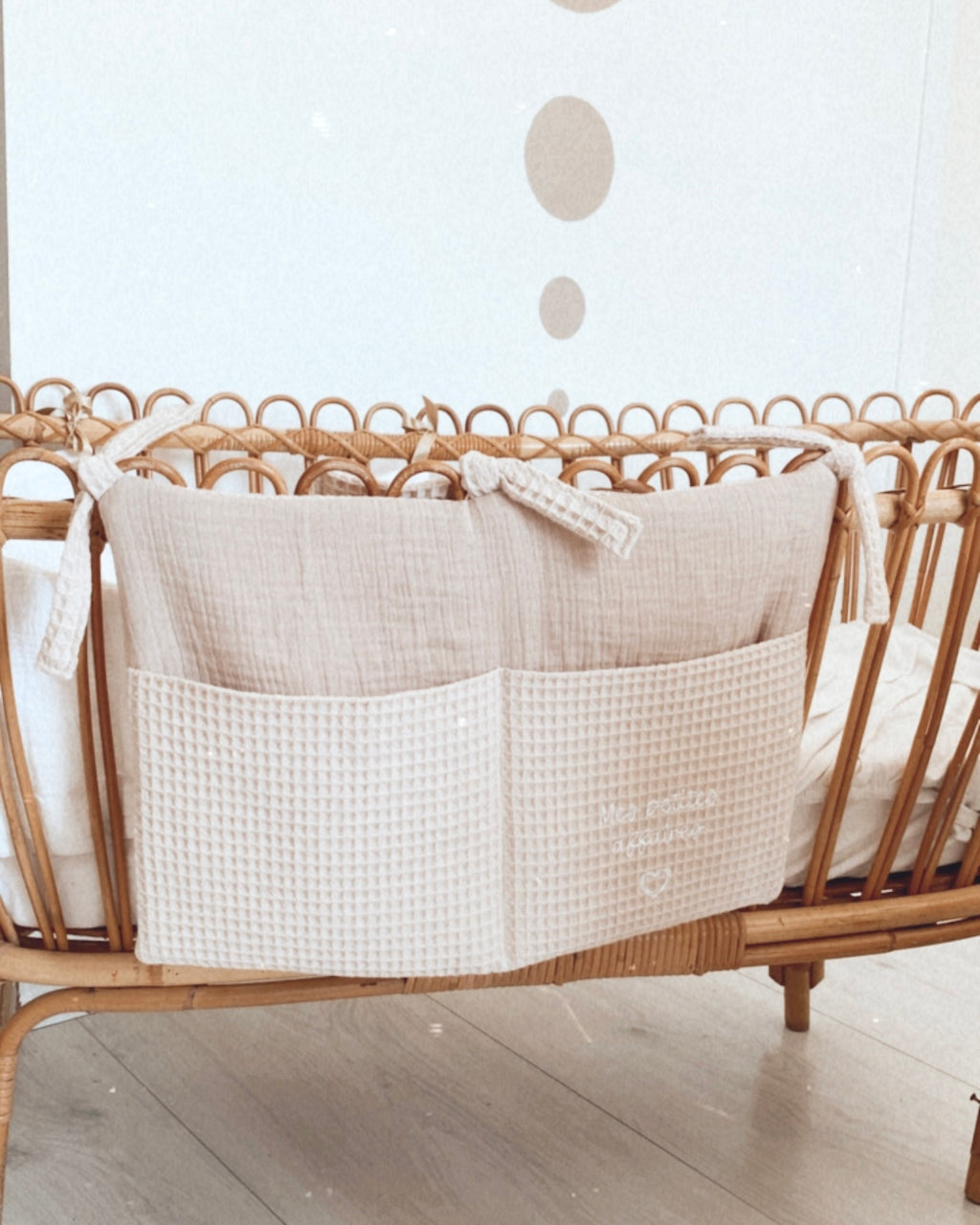 Pochette de lit en nid d'abeille beige