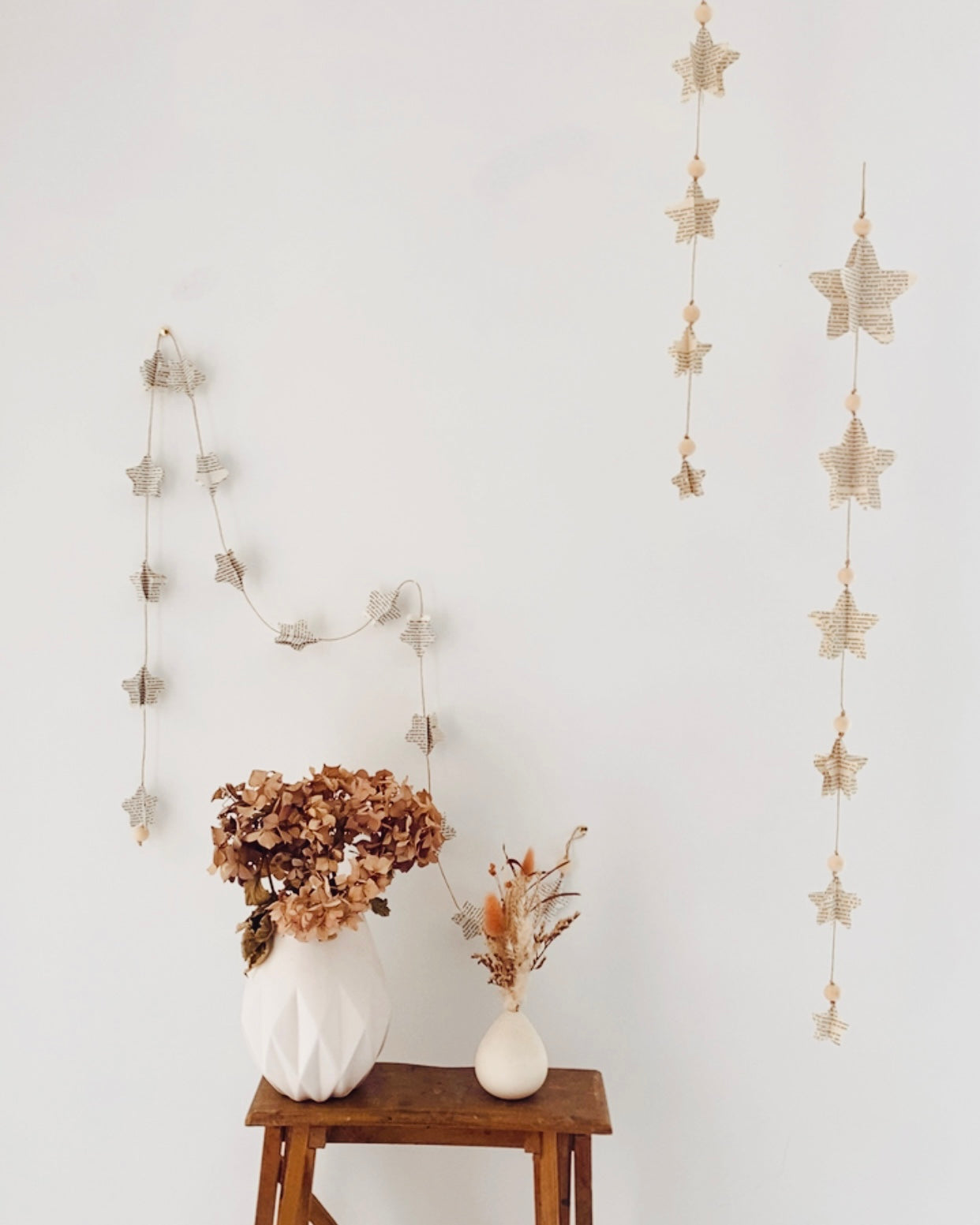 Guirlande d’étoiles en page de vieux livres