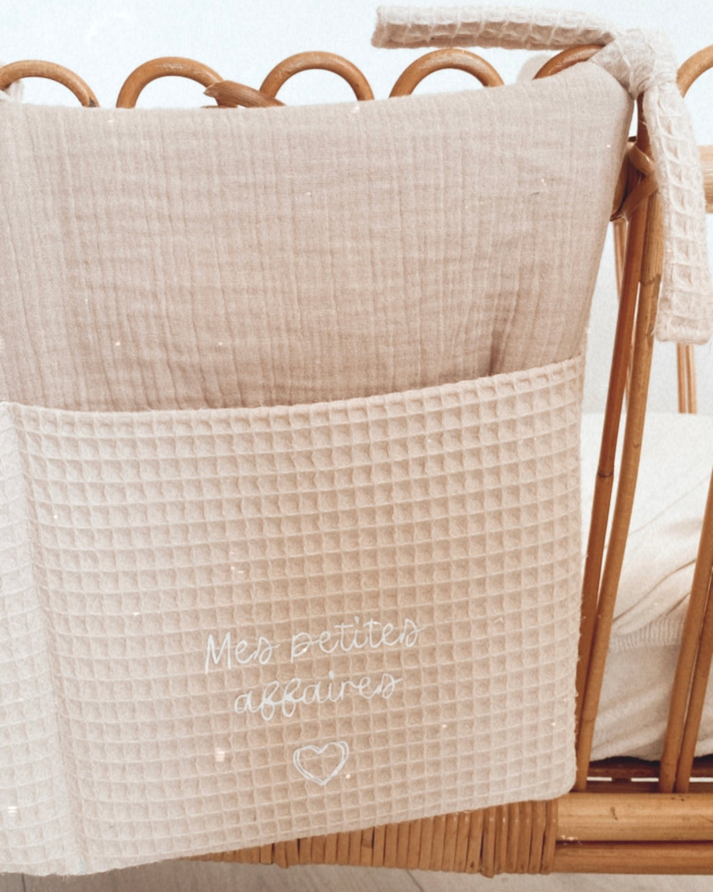 Pochette de lit en nid d'abeille beige