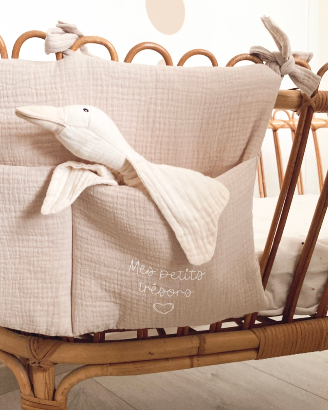 Pochette de lit en double gaze de coton beige