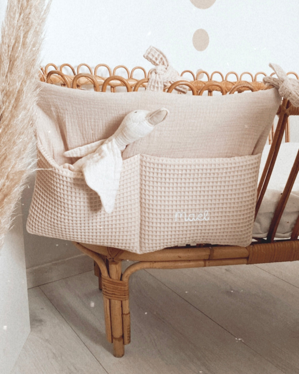 Pochette de lit en nid d'abeille beige