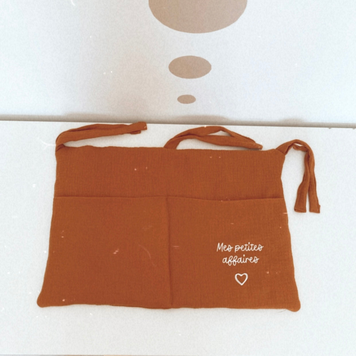 Pochette de lit en double gaze de coton noisette