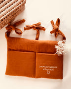 Pochette de lit en double gaze de coton noisette