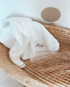 couverture personnalisable pour bébé en double gaze de coton et fausse fourrure sherpa
